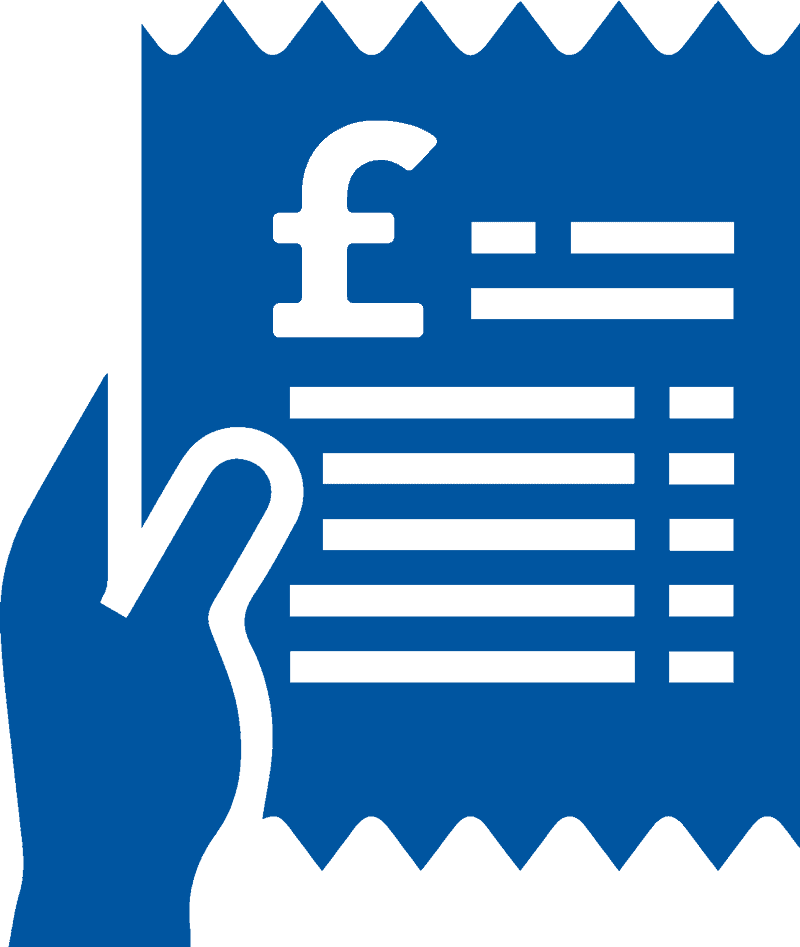 A hand holding a bill - One bill icon