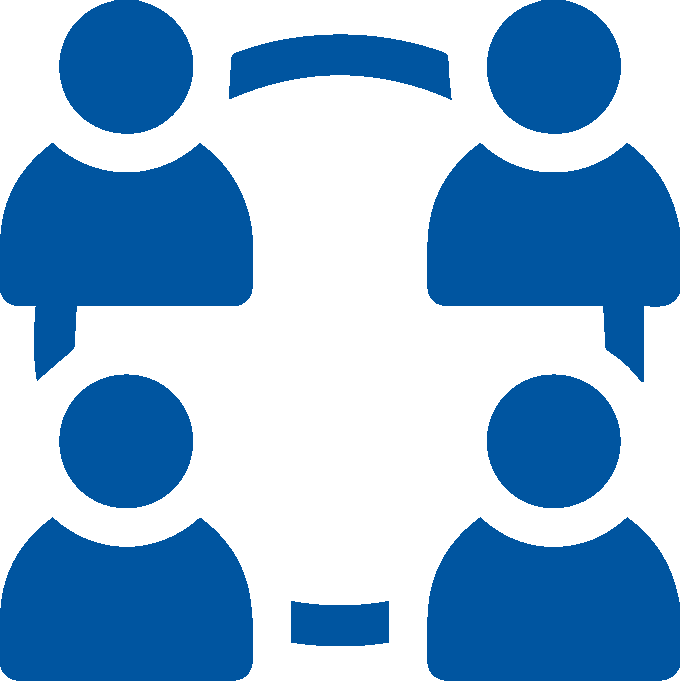 Four people on a circle, one in each corner. Shared tariff icon.
